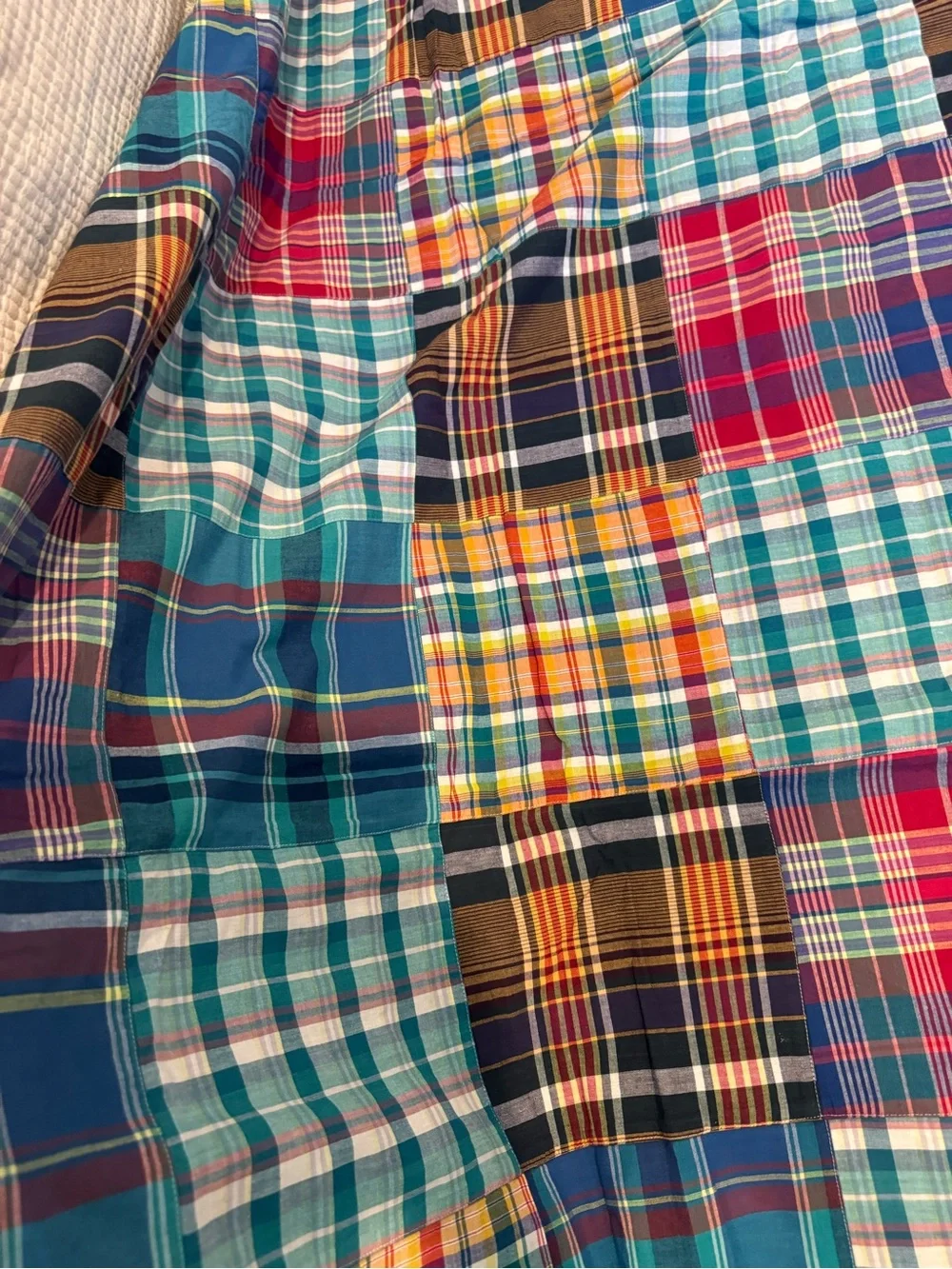 Vintage Ralph Lauren Home Madras Patchwork Plaid Cotton Shower Curtain